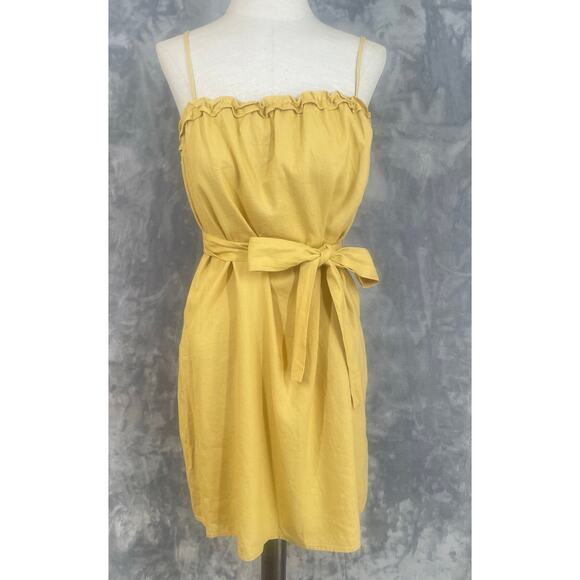 NWT Banana Republic Linen Dress Yellow M Casual Minimalist Beach Coastal Preppy - Picture 3 of 12